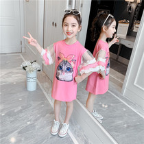 Girls dress summer dress 2021 new foreign style little girl cartoon children dress skirt princess dress yarn dress summer