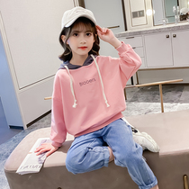Girls net red suit autumn 2021 new foreign style trend girl fashion spring and autumn hooded sweater two-piece set