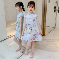Girls dress 2021 new style little girl western style thin section Hanfu cheongsam summer Chinese style childrens princess dress