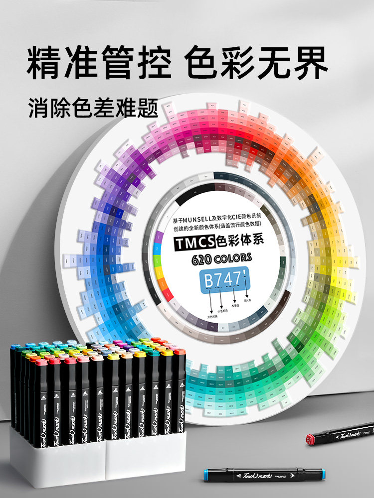 Touchmark Marker Pens 60 Colors Double-Ended Oil-Based Watercolor Pens Genuine Set for Elementary School Students and Children, Special for Art Students, Drawing, Hand-Drawing, Anime Design, Quick-Drying Markers, Large Capacity 80 Pens