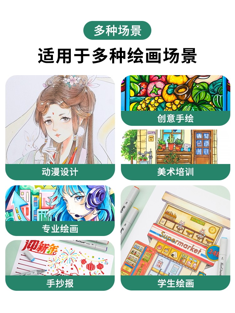 Touchmark Marker Pens for Elementary School Students, Oil-Based Waterproof Set for Middle School Students, Children, Kindergarten Art Drawing Animation Pens, Watercolor Pens, 48/60/80/120 Colors, Double-Ended Colored Pens