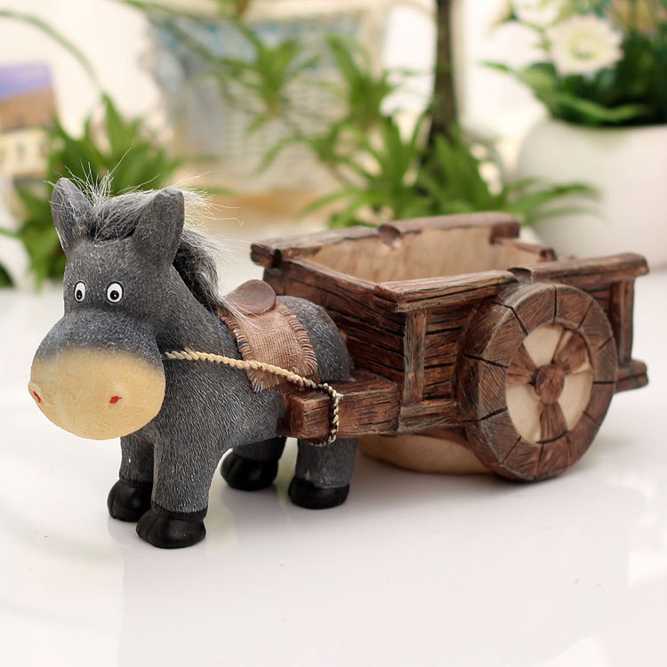 Zakka Donkey Pull Car Donkey Pull Mill Two Ashtray Chinese Style Personality Gift Resin Decoration