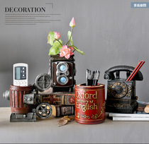 European nostalgic creative camera book model Pen Holder study retro ornaments office desktop decorations
