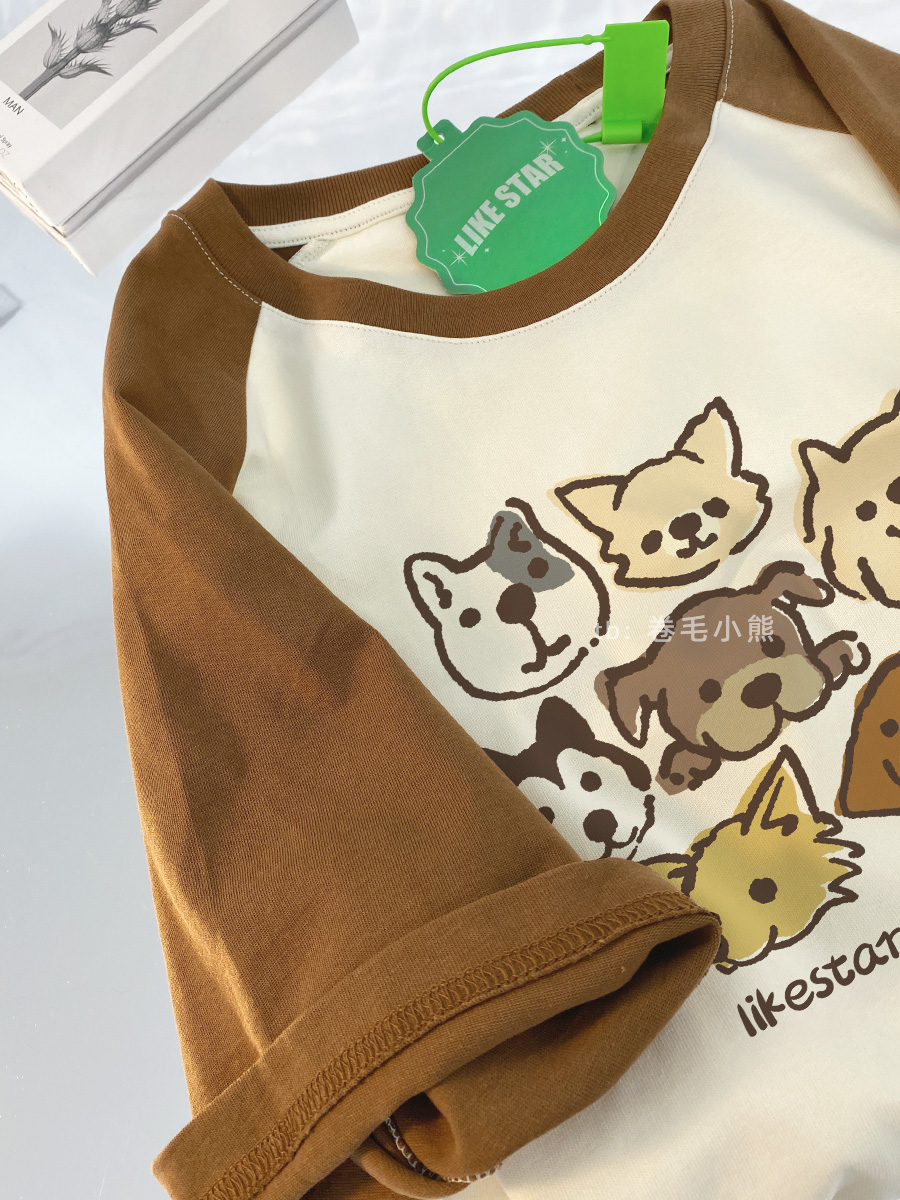 スプライシングコントラストカラー純綿ラグランスリーブ半袖Tシャツレディース2025春夏新作ゆったりスリムショルダートップ