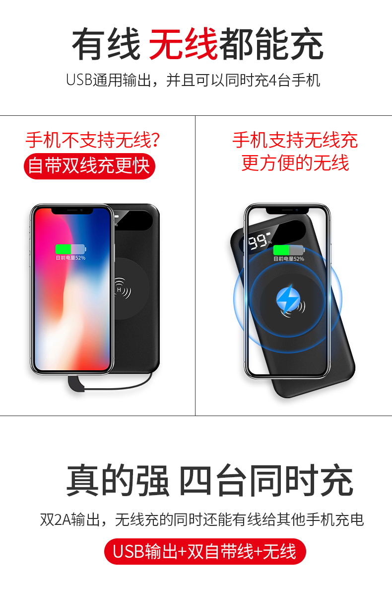 Dòng sạc độc lập kho báu điện thoại di động không dây Apple Android sử dụng kép biểu tượng tùy chỉnh mAh logo Huawei kê vivo vạn năng siêu mỏng chính hãng X dung lượng lớn 8 từ vô hạn Xs Max - Ngân hàng điện thoại di động sạc dự phòng umetravel