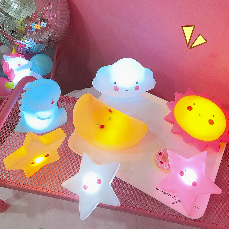 Creative Unicorn Small Night Light Girl Dorm Room Up Night Battery With Teenage Girl Hearts Cute Lamps Net Red Stars Lamp Cute
