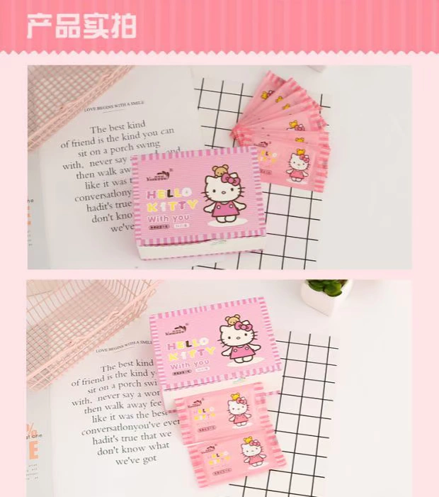 Phim hoạt hình Khăn giấy tẩy trang Hello Kitty dành cho nữ Gói du lịch nhỏ Túi nhỏ Khăn lau tay cho bé Gói đựng giấy - Khăn ướt