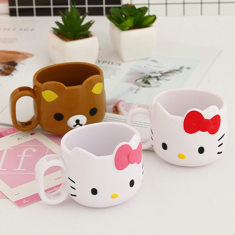 Cartoon Hello Children's Gargle Cup Women's Belt Handle Couple Brush Cup Cute Korean Home Wash Cup Tooth Cylinder