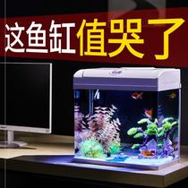Desk with lid HD rectangular water-free water plus oxygen goldfish tank filter does not change water desktop ornaments study study