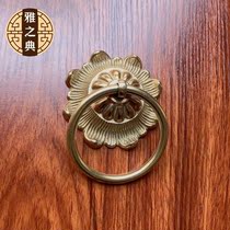 Chinese style cabinet door handle Pure copper door copper pull ring hand Lion head door ring Villa copper pull ring Classical copper accessories