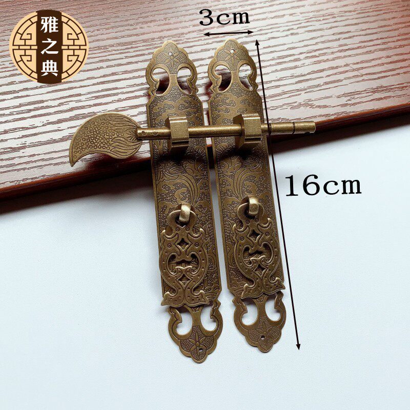New Chinese Cabinet Door Straight Handle Classical Furniture Corrosion Pattern Bronze Handle Whole Cabinet Pure Copper Retro Door Strip Handle