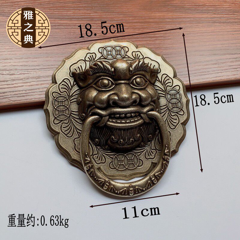 Chinese Lion Head Tiger Head Pull Ring Imitation Ancient Pure Bronze Beast Head Handle Gate Vintage Decoration Wooden Door Ring Buckle Handle