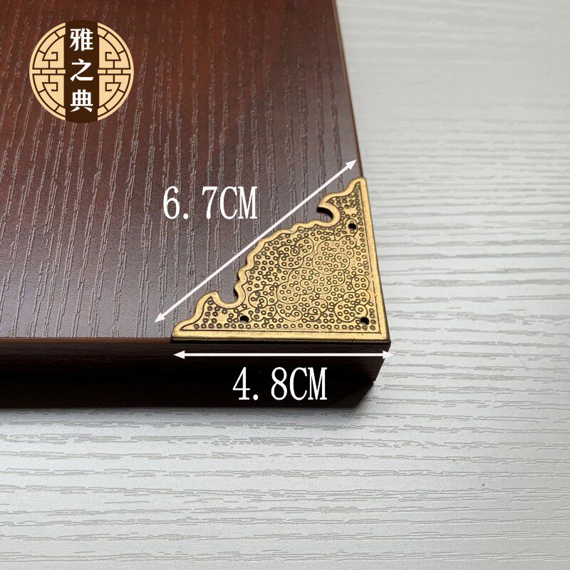 Chinese antique pure copper single corner flower wardrobe overall cabinet door corner copper decorative flower accessories classical furniture copper corner flower