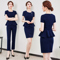 Hotel front desk overalls set goddess fan professional attire summer fashion beautician jewelry store thin two-piece set