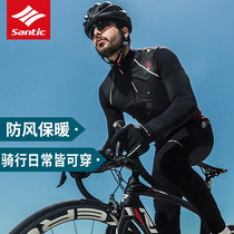 Santic forest guest new autumn and winter fleece long sleeve cycling clothing road bike warm jacket Bicycle Men