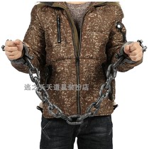 Simulation prisoner chain handcuffs chain plastic Halloween cos dress up stage performance iron chain shackle props