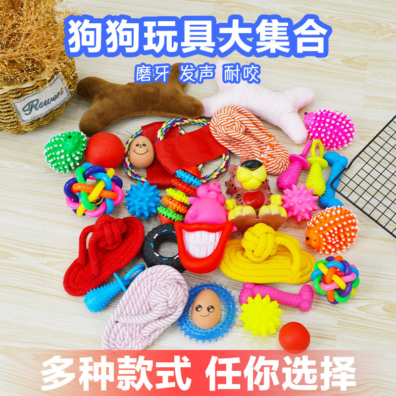 Dog toy ball molar bite-resistant screaming plush cotton rope toy teddy golden retriever puppy pet toy
