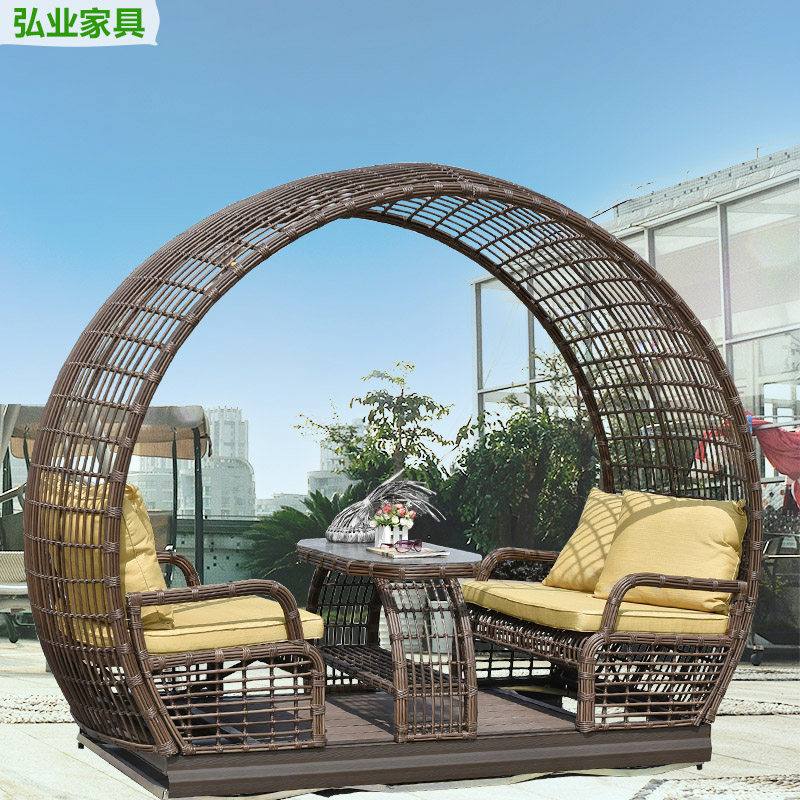 Rocking chair adult outdoor swing net red courtyard large swing chair rattan art four-person power net red creative swing chair