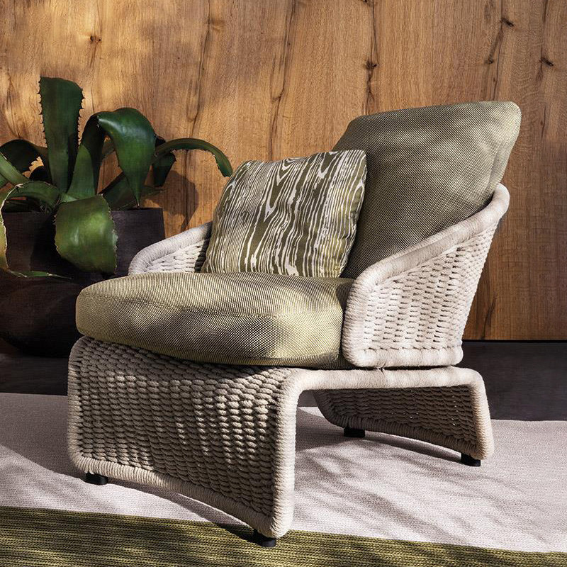 Rattan sofa three-piece set outdoor furniture courtyard rest area outdoor waterproof and sunscreen rattan art three-person sofa combination