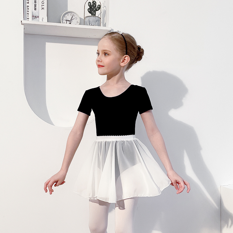 Japanese direct mail girls dance dress summer short sleeve black practice suit ballet dress test dress