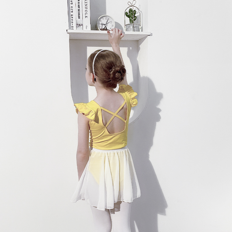 Japanese ZD Children's Dance Clothes Summer Sleeveless Sleeve Costume Girls Training Examination Class Chintextile Dance Clothes