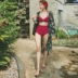 2018 mới Hàn Quốc rượu vang đỏ eo cao che bụng thép tấm tụ tập bikini bikini mảnh mai nữ áo tắm kín đáo Bikinis