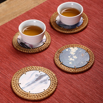 Vietnam imported rattan coaster bowl mat cup mat cup holder non-slip mat table mat heat insulation mat Zen tea ceremony spare parts