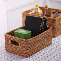 Vietnamese rattan storage box creative desktop storage basket storage box hand-woven finishing books snack storage basket