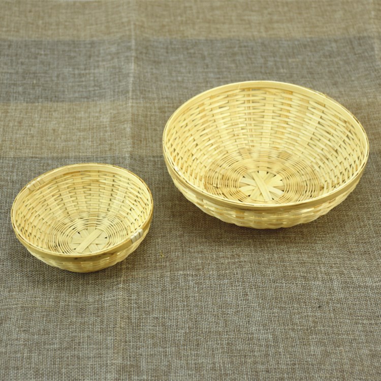 Handmade Bamboo Woven Bowl Dry Fruit Pan Tea Dot Pan Water Fruit Basket Containing Basket Fruit Pan Home Kitchen Bamboo Basket Bamboo Basket Small Basket