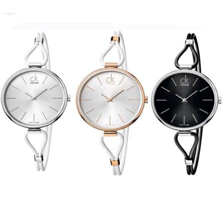 现货CK手表美国购专柜正品女表手链K3V236L6联保 玫瑰金黑白色