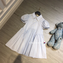 Korean Boy Dress 2021 Summer New Girl Foreign Air Bubble Pocket Pearl Dress Child Small Turnover Princess Dress