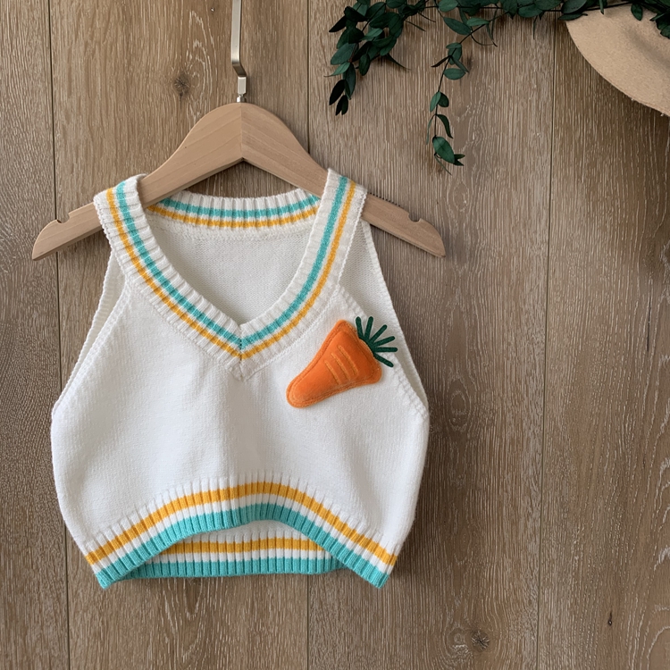 Korean baby wool vest waistcoat shoulder spring and autumn thin girl knitted wool vest shirt children foreign school wear