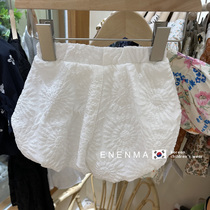 South Korean childrens clothing 2021 Summer new little girl pure color jacquard ocean flower bud pants girl loose 100 hitch shorts