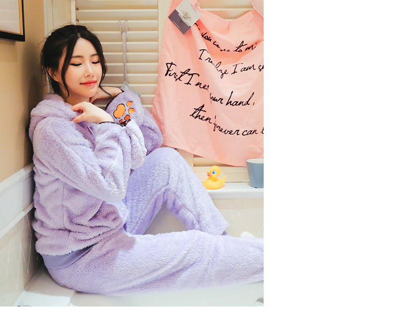 Mùa đông mới dễ thương da cừu nữ đồ ngủ đặt ấm đệm trùm đầu con chó con tay ấm hơn dịch vụ nhà pijama đôi