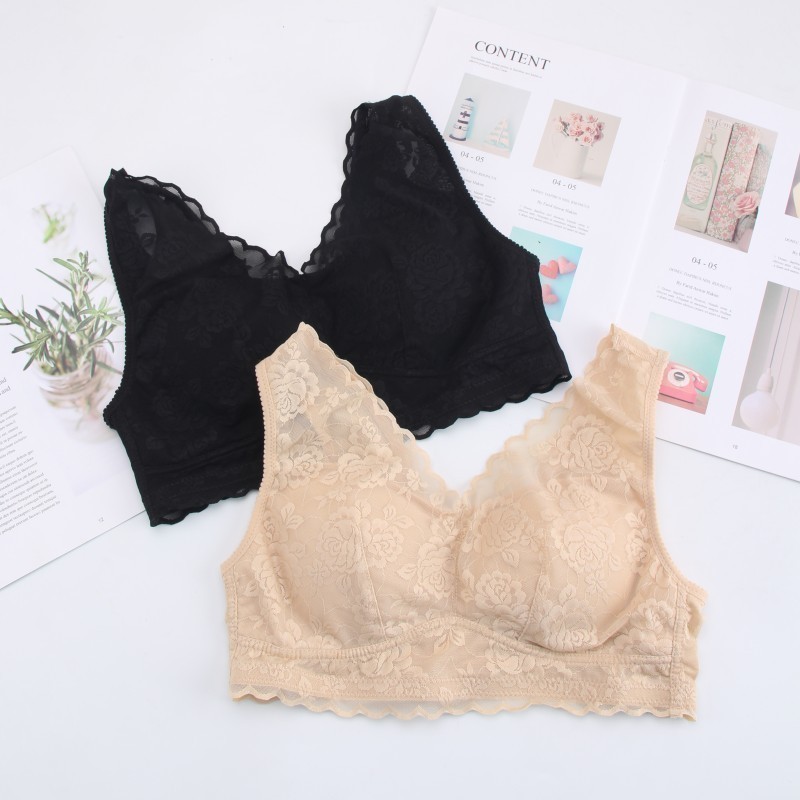 Summer thin steelfree ring sleep bra lace pure cotton underwear seismic movement vest sexy gathering bra
