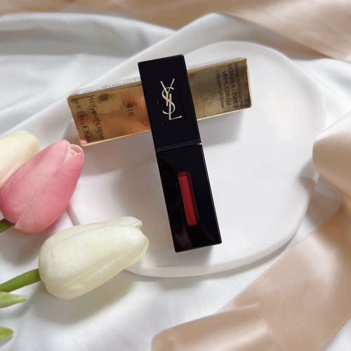 YSL Черная трубка краска световая губа глазурь 610 440 441 416 420 407 Зеркальный гнилый томатный цвет