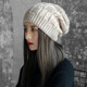 毛线帽子女秋冬季宽松大头围显脸小ins潮百搭保暖加绒针织堆堆帽