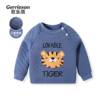 Childrens autumn and winter quilted T-shirt boys warm top baby thickened spring and autumn long-sleeved baby winter bottoming shirt