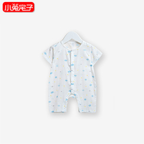 Little rabbit House baby Summer cotton 60 gauze short sleeve one-piece clothes newborn baby full of clothes
