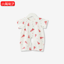 Little rabbit House baby Summer cotton double gauze short sleeve open file jumpsuit newborn baby cotton ha clothes