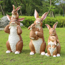 Outdoor Garden Patio Lawn Lawn Landscaped Animal Sculpture Pendulum emulated rabbit swing piece gardening Decorative Landscape Small