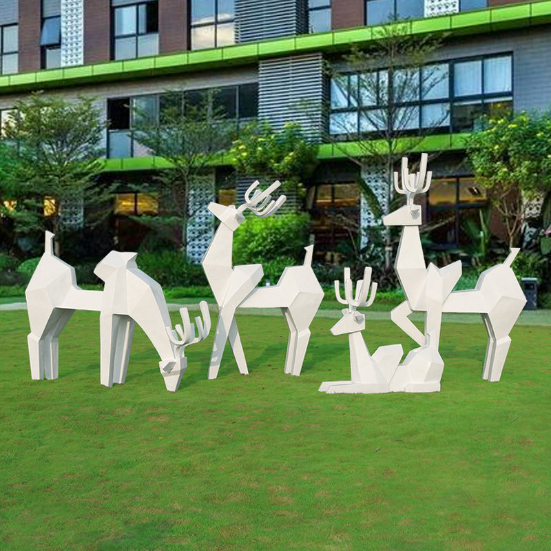 Outdoor garden landscape abstract geometry deer model glass fiber sculptsSample HouseDisplay centerlarge decorative parts