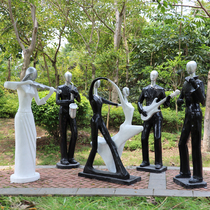 FRP abstract figure sculpture musician ornaments outdoor garden landscape garden courtyard real estate decoration sketch