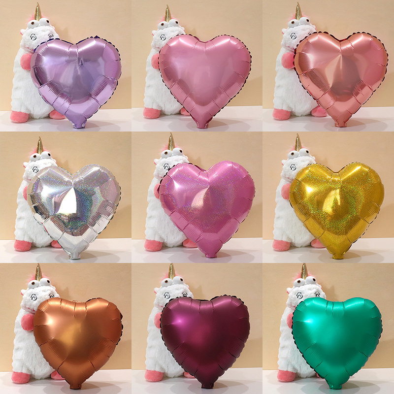 18 Inch Loving Shaped Aluminum Film Foil Balloon Metal Frosted Laser Romantic Sue White Birthday KTV Trim arranged supplies