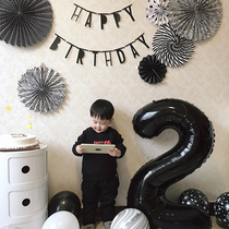 32 Inch Black Digital Aluminum Film Foil Balloon Birthday baby Mens and womens friends Birthday Parties Decorate the Supplies