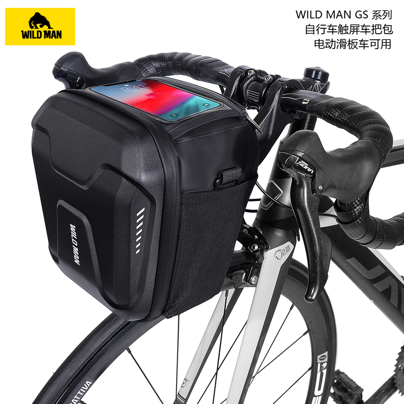WILD MAN mountain bike bag hanging bag riding camera head bag touch screen EVA hard shell scooter first bag