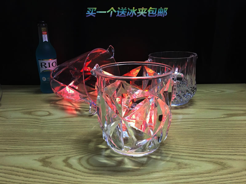 Acrylic ice bucket Put ice bucket Plastic transparent crystal ice bucket Large champagne bucket KTV bar wine bucket