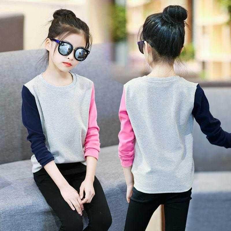 . Shirt áo 12106T mỏng cô gái 8 áo dài tay bên ngoài 75 tuổi trẻ như bé gái 9 top mặc mùa thu áo khoác mùa thu.