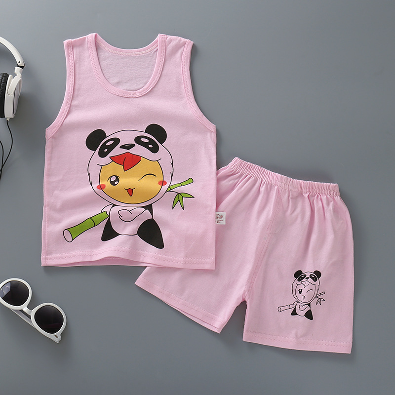 . Mùa hè trẻ em Mang nghi Kids Vest Set Boys and Girls không tay Vest Quần soóc nhỏ bé Hai mảnh bộ.