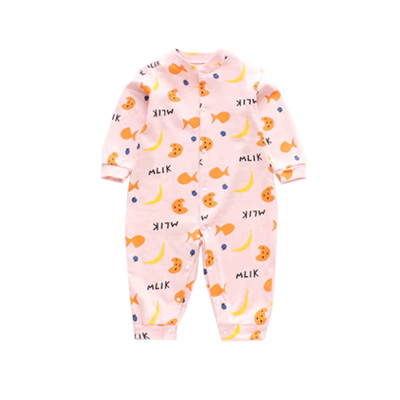 . Childrens jumpsuitspring mùa xuân và mùa thu bé dài tay áo túi thoải mái ngủ cô gái mùa xuân leo lên con nhà mỏng.